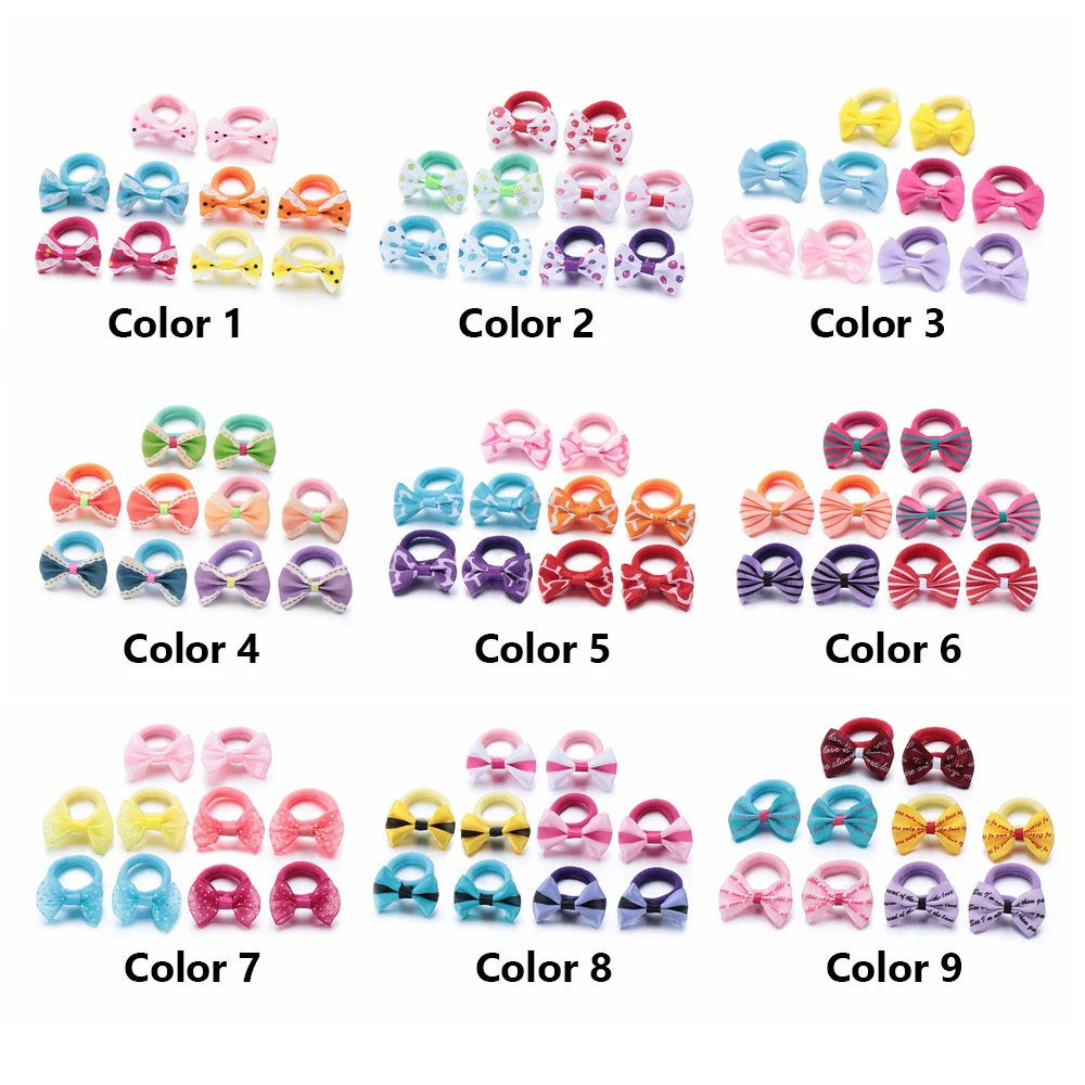 

10Pcs Polka Dots Bow Hair Ring Rope Elastic Hair Rubber Bands Hair Accessories for Girls Hair Tie Ponytail Holder Headdress