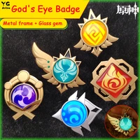 anime genshin impact 7 element gods eye badge game cosplay accessories ganyu keqing wendi xiaoweapons eye of original god gifts