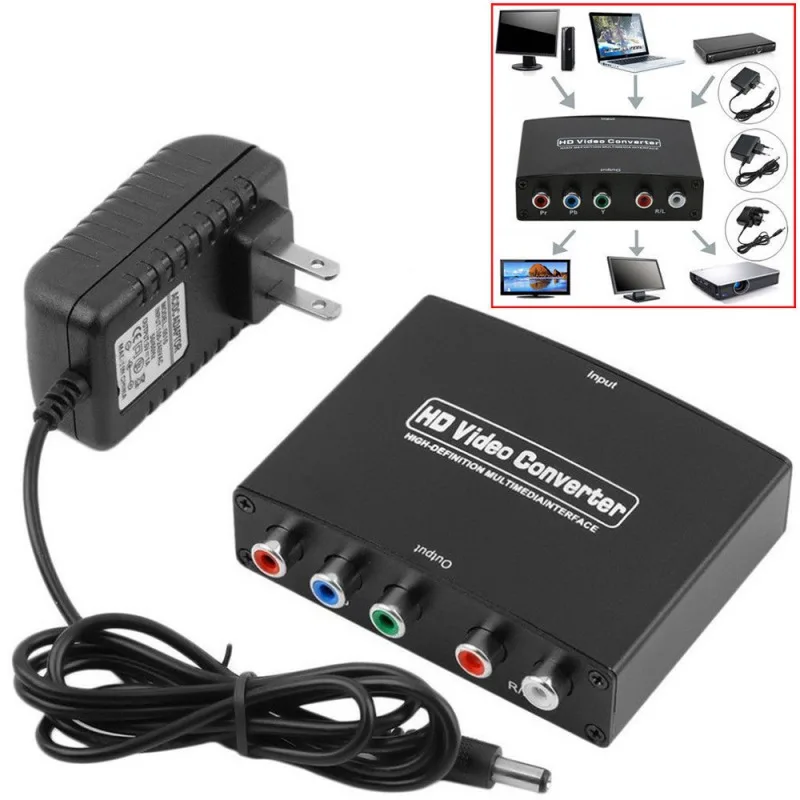 4K HDMI к 5RCA RGB компонент YPbPr видео + R/L аудио адаптер HD ТВ конвертер 5 в кабель для