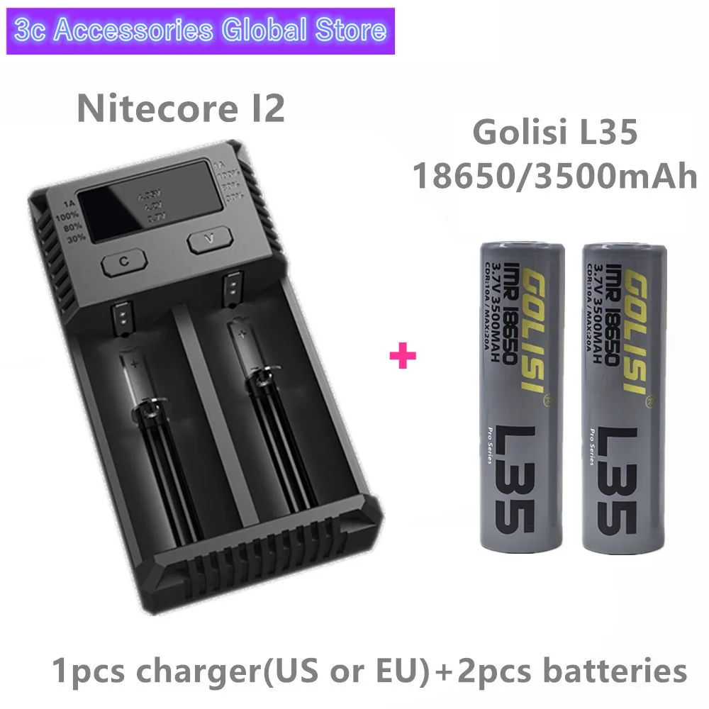 Черный 2шт GOLISI L35 IMR 18650 аккумулятор 3500 мАч CDR 10А Макс 20А Высокая дренажная E-CIG аккумуляторная батарея для VAPE фонарик налобный фонарь Игрушка - Цвет: Черный