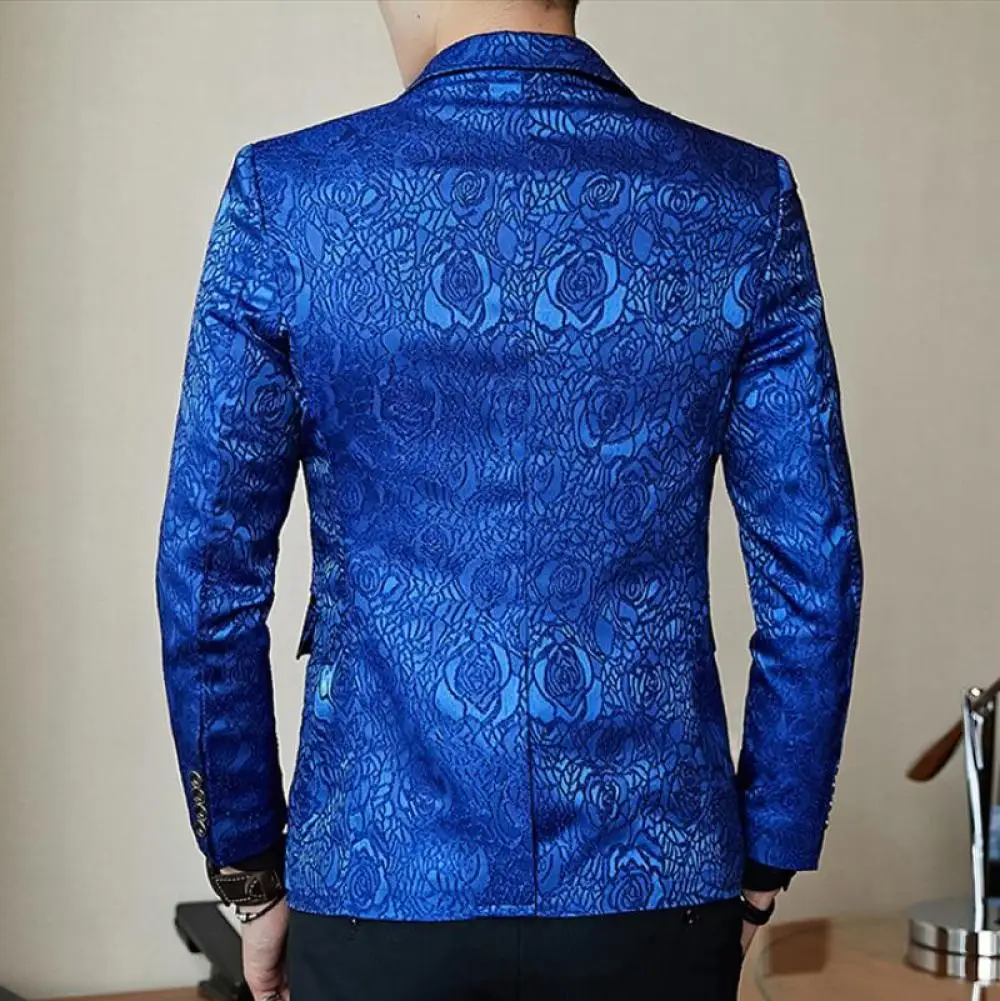 

2020 Spring Retro Printing Mens Slim Fit Casual Blazer Korean Version Business Office Trend Single-breasted Blazer