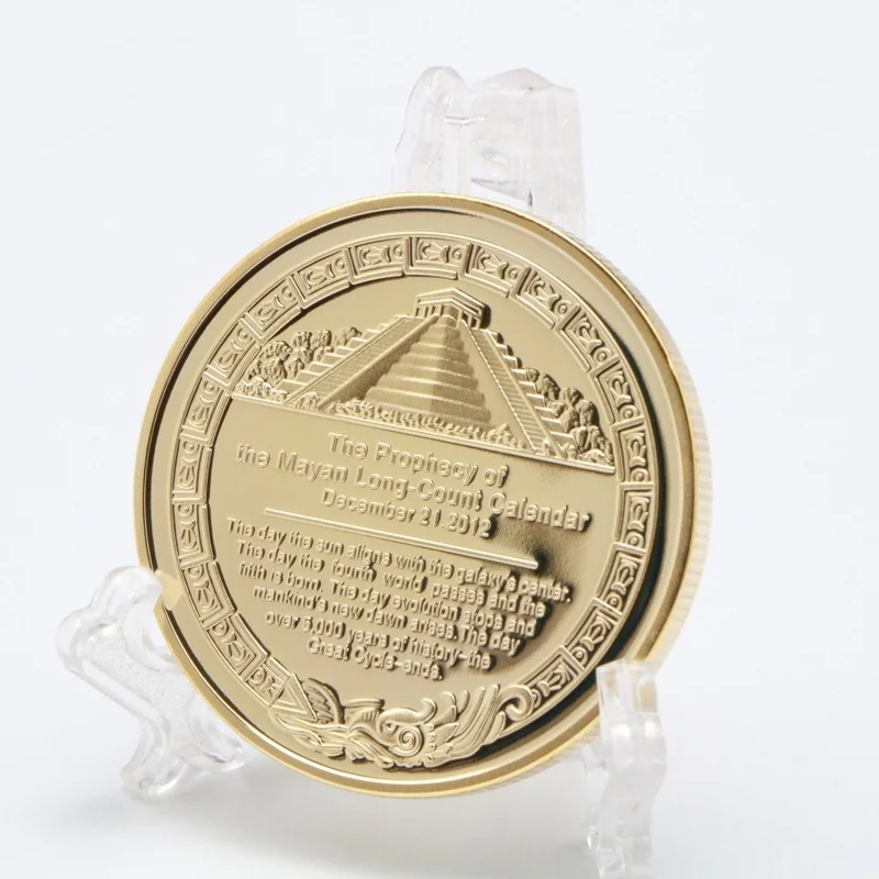 

Mexican Mayan Pyramid silver coin foreign Commemorative Coin Silver Plated Commemorative Medallion alloy plated Medallion
