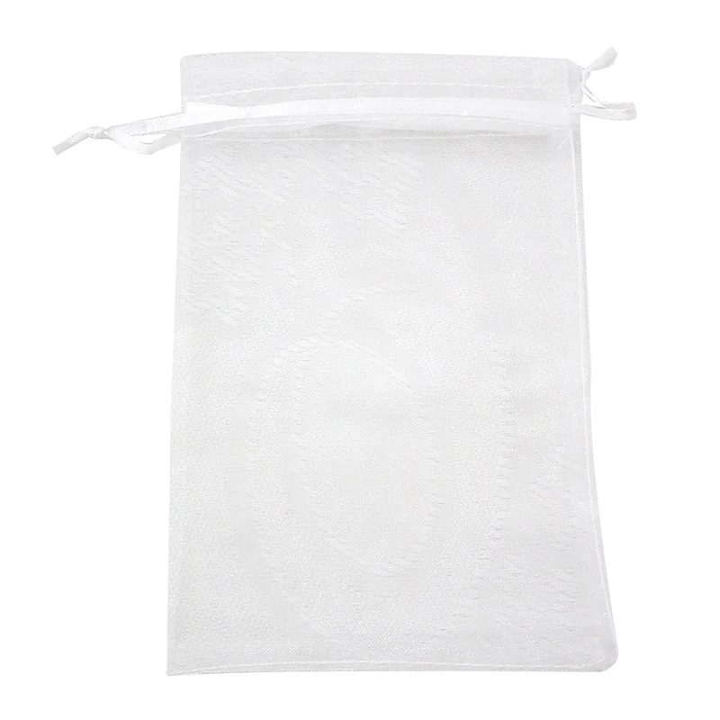 Набор из 100 больших белых мешков органзы карманы шнурок на шнурке для свадьбы