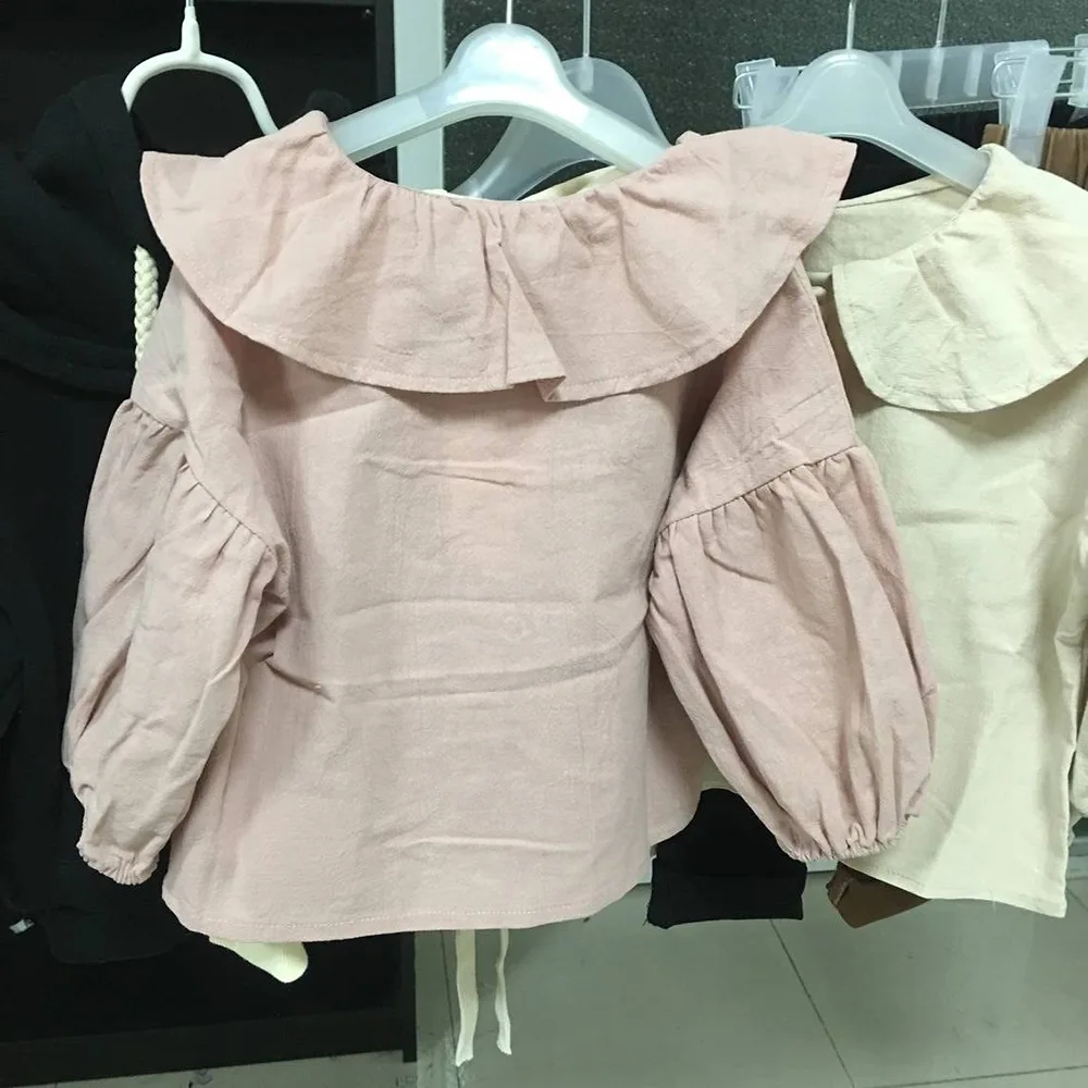 Осенняя детская одежда в Корейском стиле хлопковая кукольная рубашка с мятой