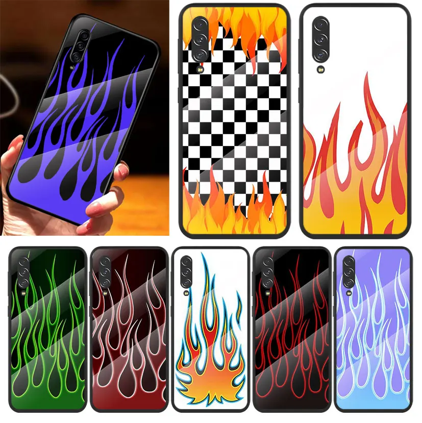 

Neon Flames Fire For Samsung Note 20 10 9 8 Ultra Lite Plus 5G A70 A50 A40 A30 A20 A10 Tempered Glass Phone Case