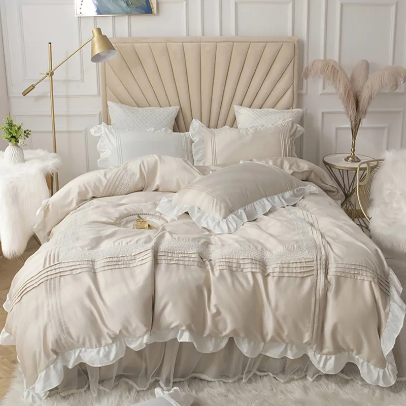 

Комплект постельного белья Ins Princess Wind, простыня стандартной длины, четыре предмета, простые постельные принадлежности из чистого хлопка с и...