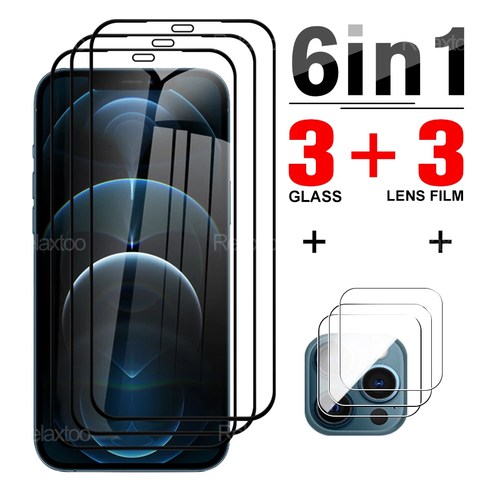 

Защитное закаленное стекло 6 в 1 для Iphone SE 2020 12, Защита экрана для Iphone 12 Pro 12 Pro Max 12 Mini, объектив камеры телефона