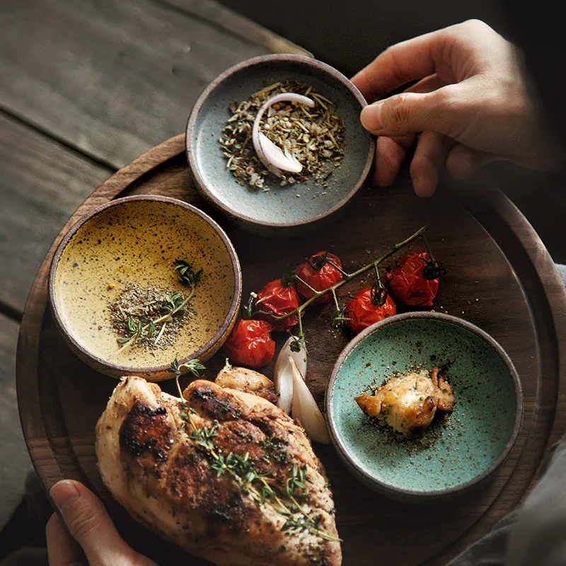 Японский Керамика круглая тарелка для соевого соуса небольшой приправа блюдо