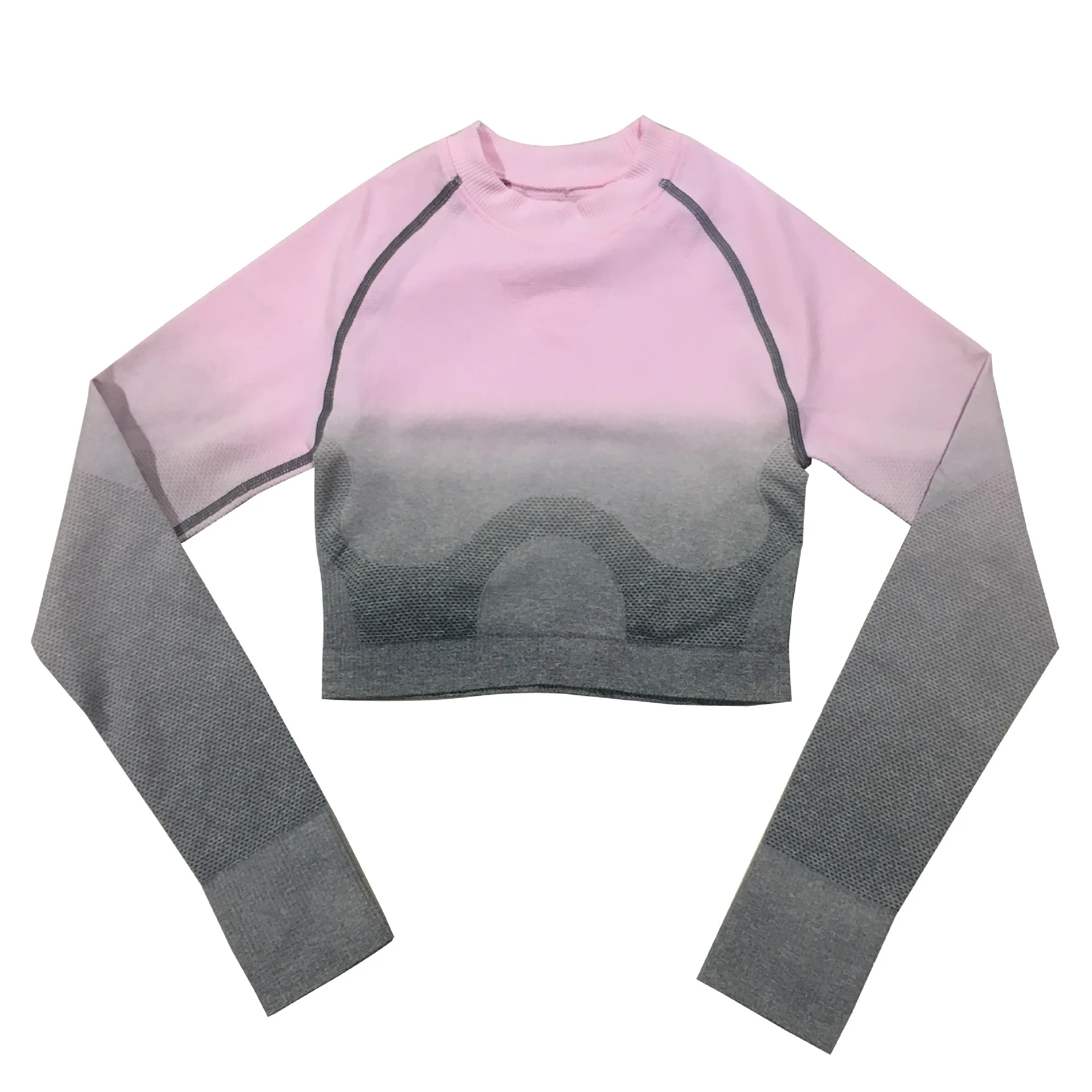 Омбре с длинным рукавом фитнес укороченный топ для йоги энергетический