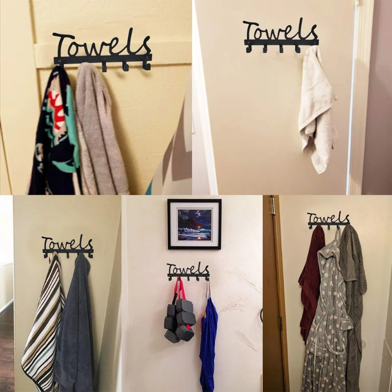 

Wall Mount Towel Rack over the Door Hooks Metal Towel Holder Hooks for Bathroom Kitchen Bedroom Strong Bearing Capacity