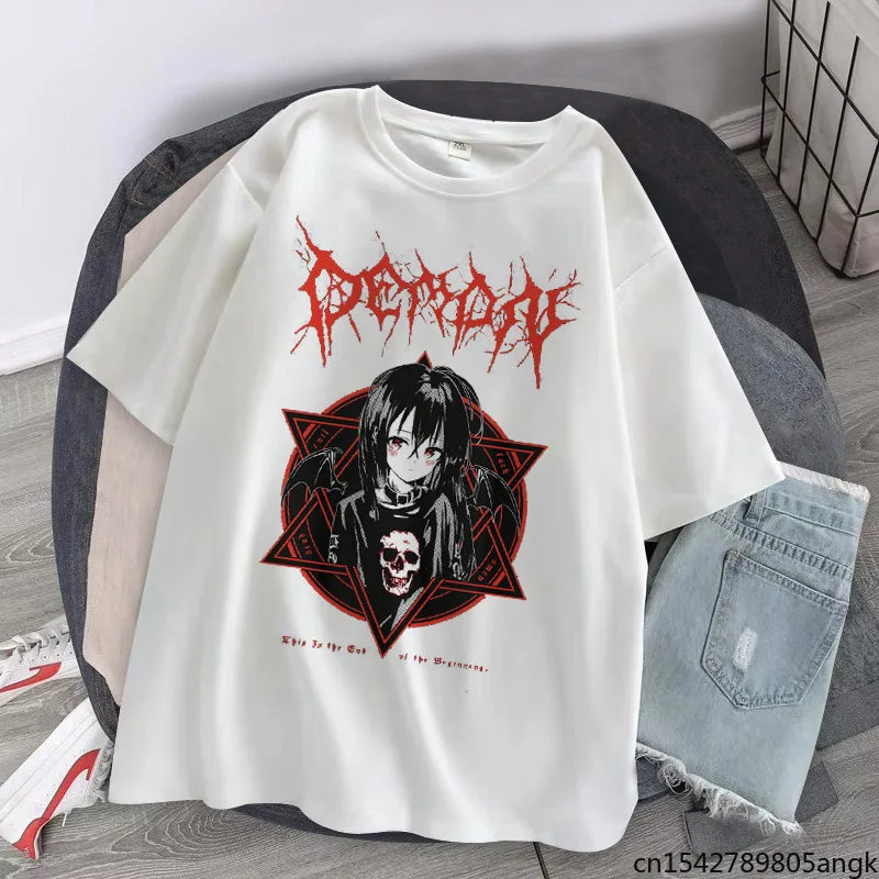 

Harajuku T Shirt Aesthetic Gothic Punk Cartoon Short Sleeve O-Neck Tops Women Summer Oversize