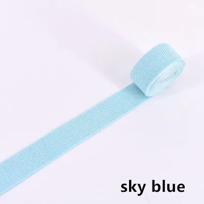 sky blue 20 мм) цветная елочка/хлопчатобумажная лента с саржевым переплетением/хлопчатобумажная тесьма/косой привязки ленты, 50 м/рулон - Цвет: sky blue