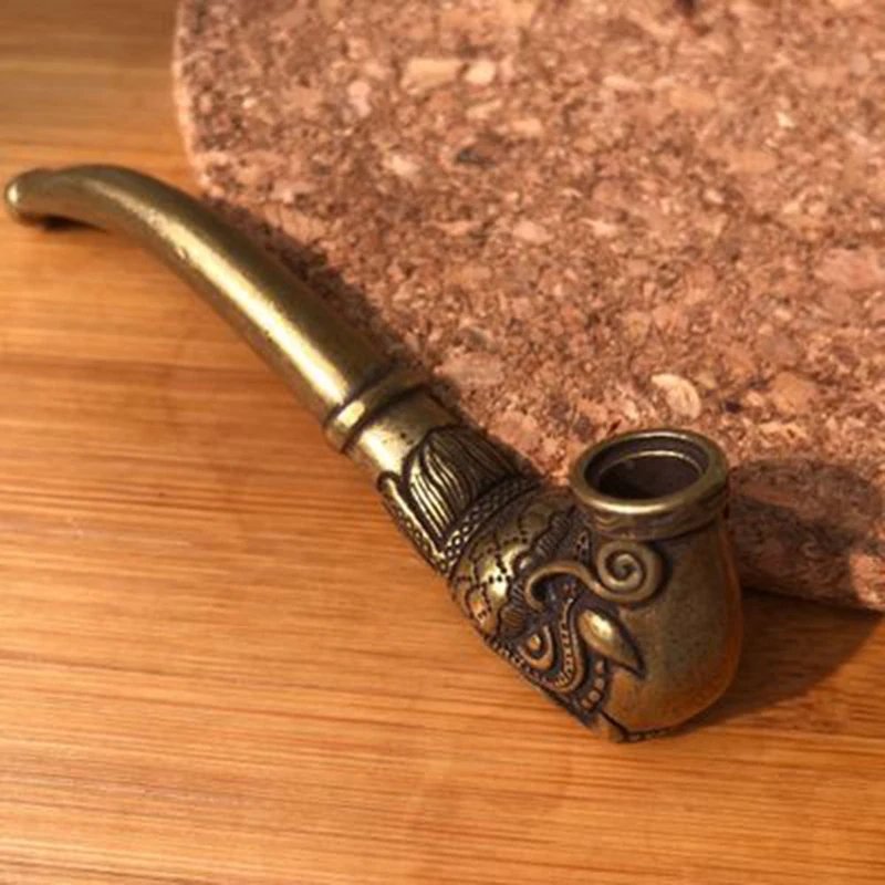 Античная латунная курительная трубка изогнутая табачная винтажные медные