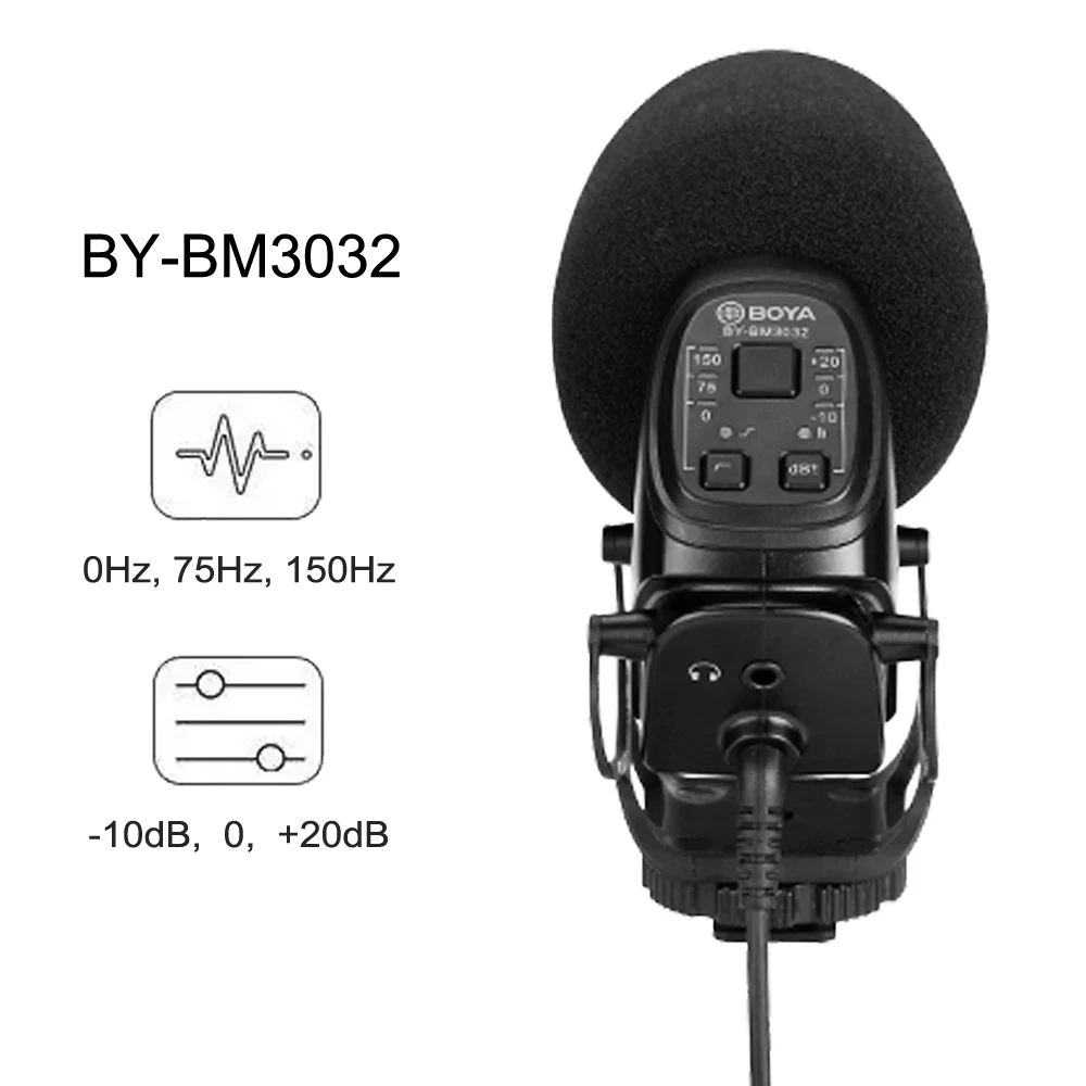 BOYA BY-BM3032 дробовик конденсаторный микрофон с коэффициентом усиления фильтр супер кардиоид для Canon Nikon DSLR камера видеокамера аудио рекордер - Цвет: BY-BM3032