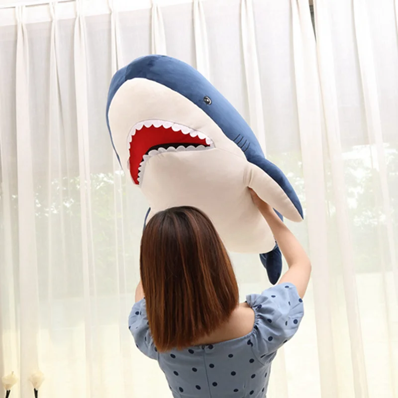 Новый 55 см/80 см новый стиль синий серый плюшевая игрушка Акула большая рыбка