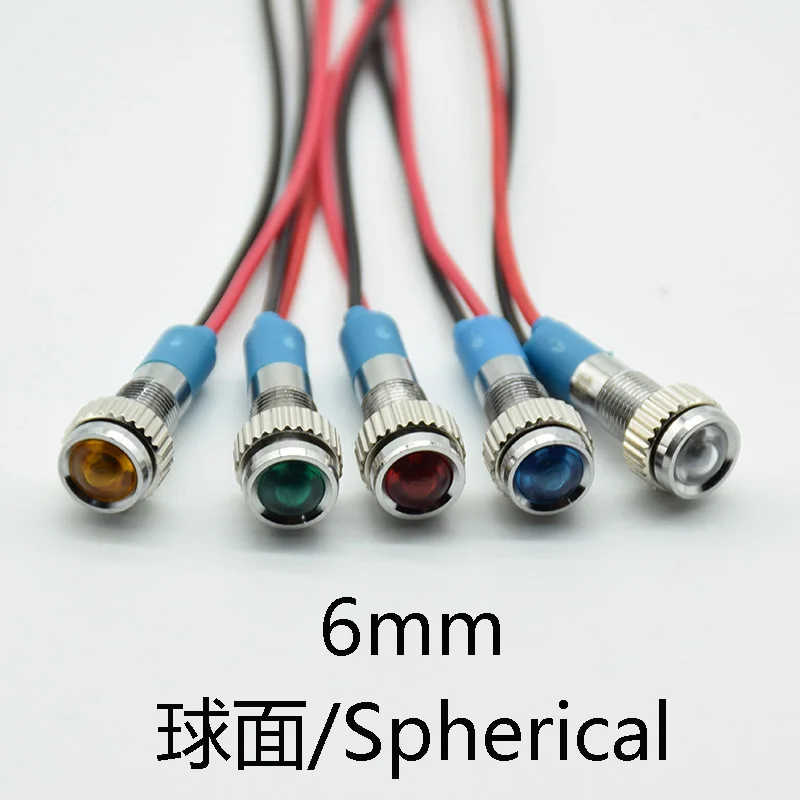 

1pc 6mm Waterproof Warning LED Metal Indicator Pilot Light Signal Lamp 6V 12V 24V 220V Machine Car Boat Working PC Power red