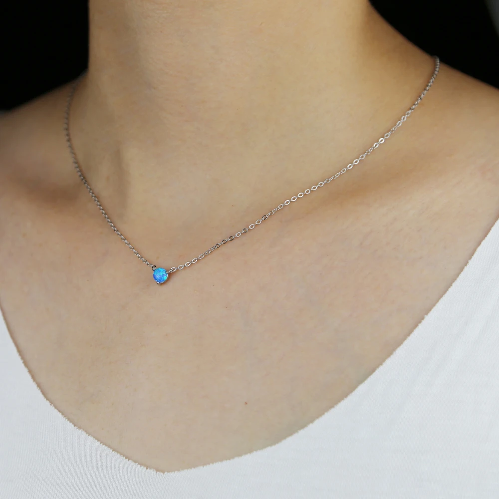 

100% Real 925 Sterling Silver Australian Opal Necklace Pendant Women Choker Korean Design Collar Necklace For Wedding Jewelry