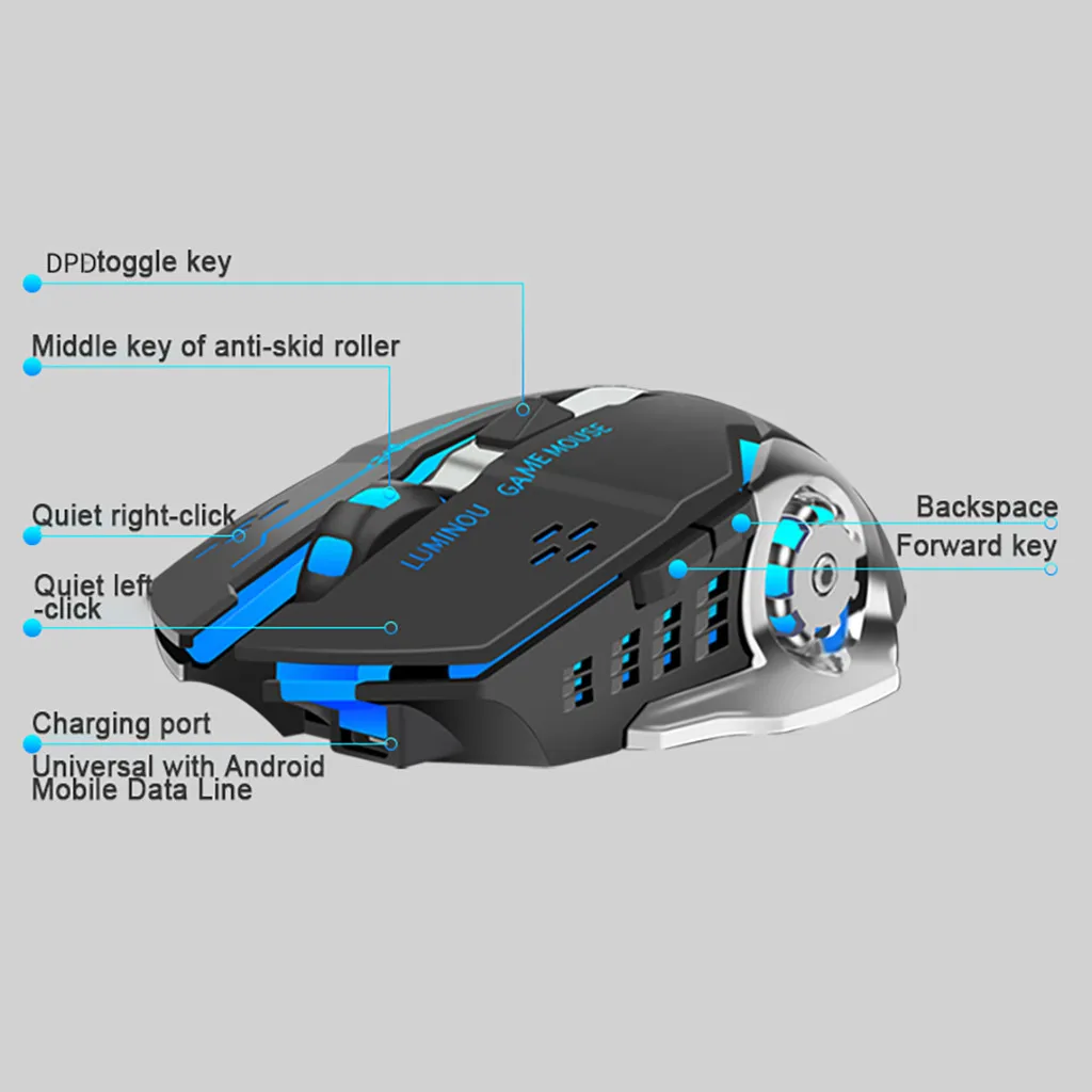 Rechargeable 2.4Ghz Wireless Mouse Silent Illuminated Mechanical Mouse USB Gaming Mouses 2400dpi 7 Colors Raton Inalambrico