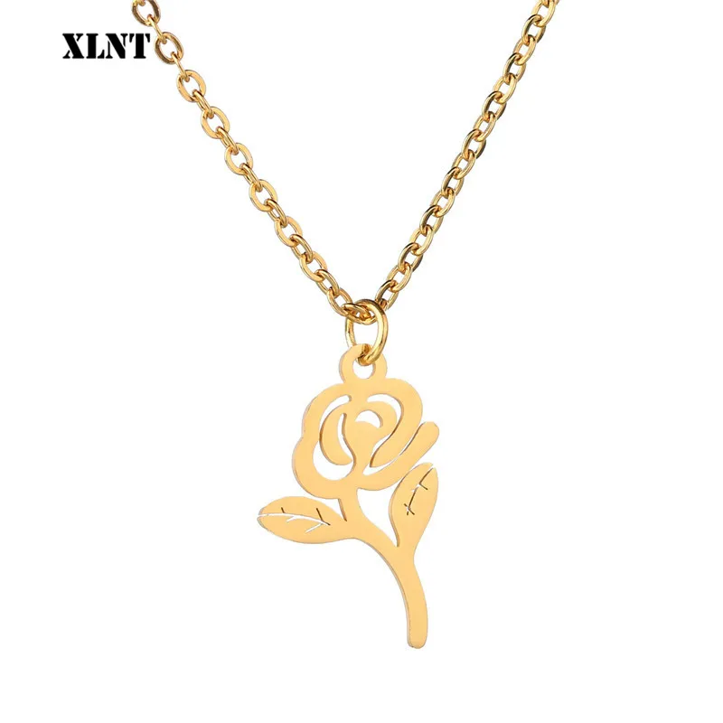 XLNT Rose Necklace Personalized Custom Charm Final Flower Beauty and the Beast Jewelry Women Girls Party Gift | Украшения и