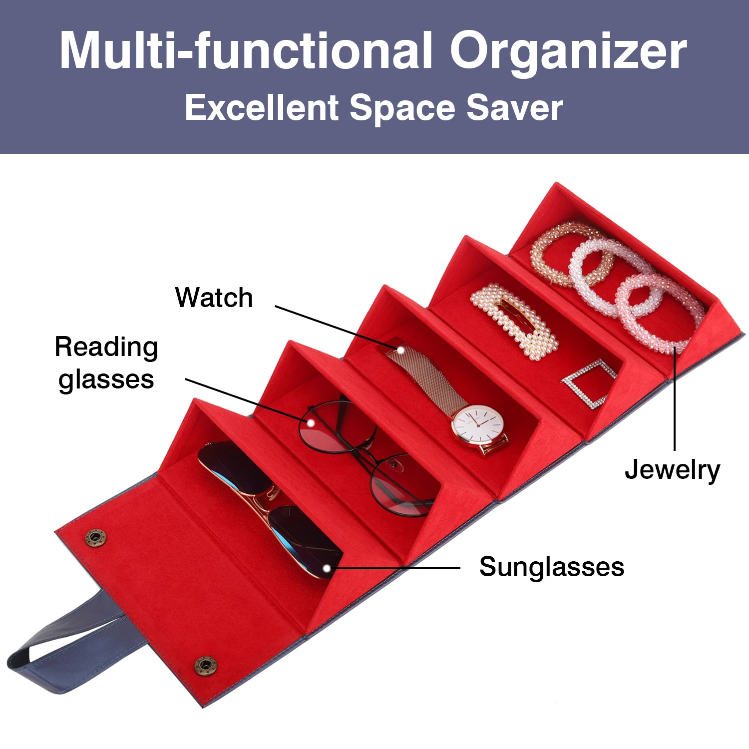 Portable Glasses Organizer 5 Multi-slot Eyeglasses Storage Display Travel Folding Sunglasses PU Leather Case