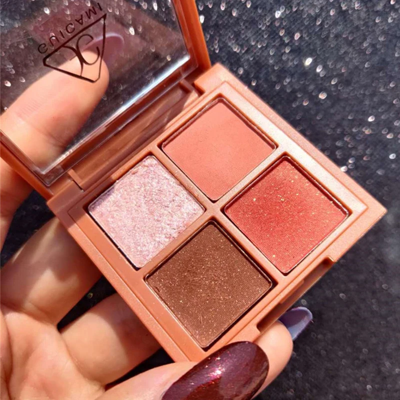 Матовая палитра теней для век Корея 4 цвета блестящая нюдовая пудра пигменты