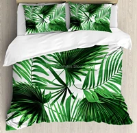 palm leaf duvet cover set realistic vivid leaves of palm tree growth ecology botany themed print decorative 3 piece bedding s