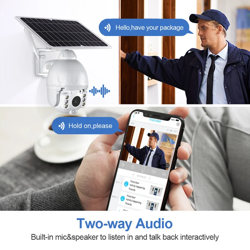 

Shiwojia outdoor solar camera WiFi white detachable solar camera battery low power PIR security video monitoring application e