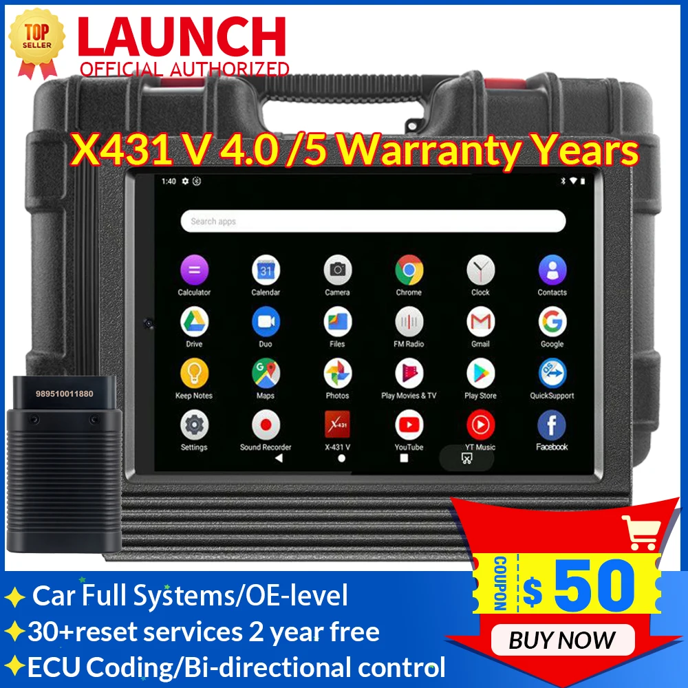 

Сканер LAUNCH X431 V Pro V4.0, OBD2, профессиональный, для диагностики всех систем, кодирование ЭБУ, управление двунаправленностью, 30 + LAUNCH X431