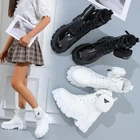 Новинка Осень-зима 2021, высокие ботинки на шнуровке, черные женские ботинки на толстой подошве, повседневные женские ботинки, женские модные ботинки