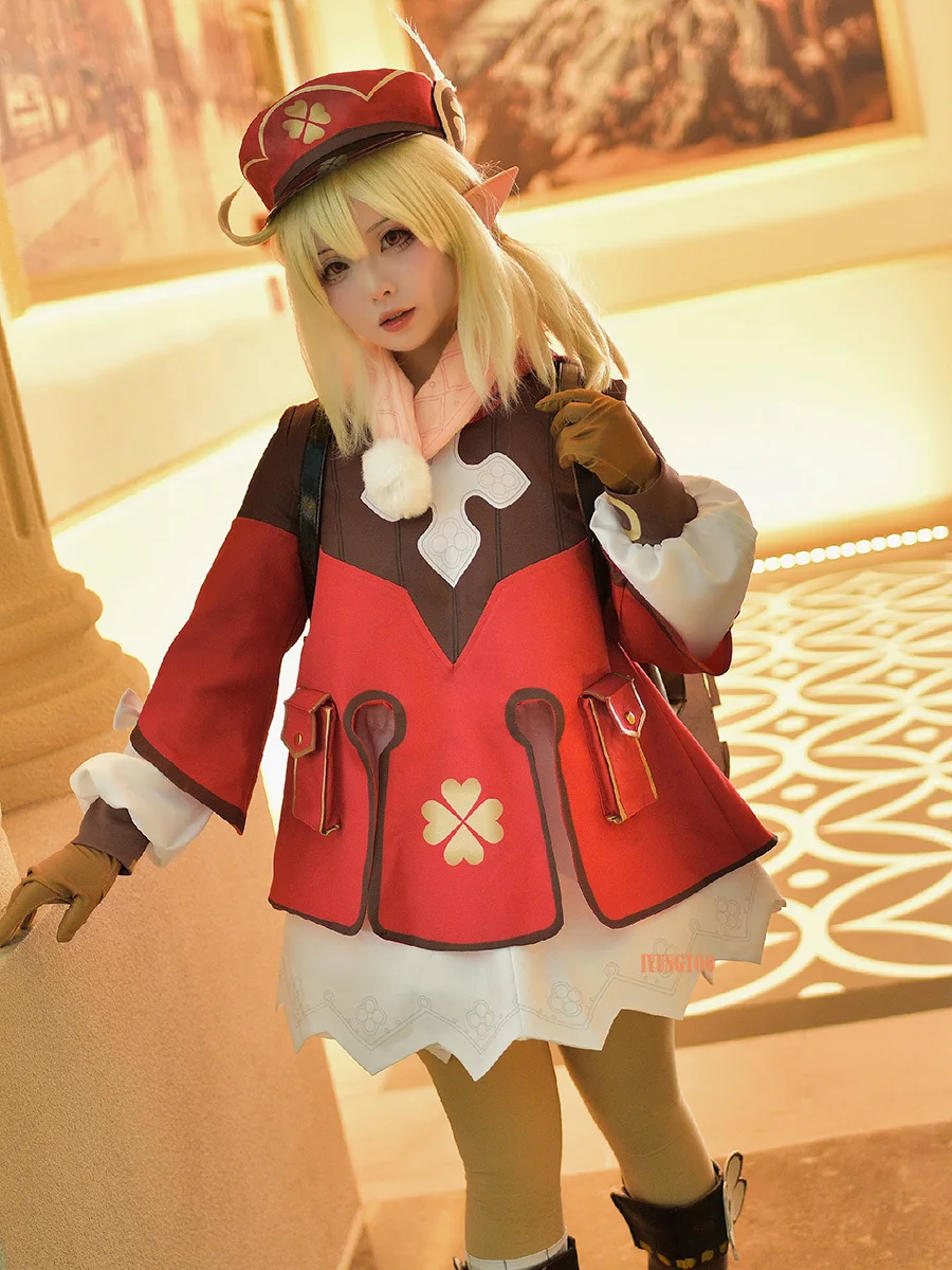 

Genshin Impact Cosplay Costume Klee Dress Costume Wigs Woman Child For Halloween Carnival Mask Party Cosplay Props