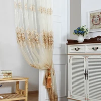 european style tulle sheer luxury embroidered window curtains for home living room decoration in the kitchen cafe curtain