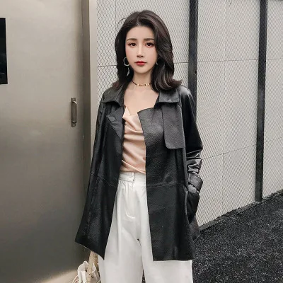 

2021 Women Spring Genuine Real Sheep Leather Jacket R5