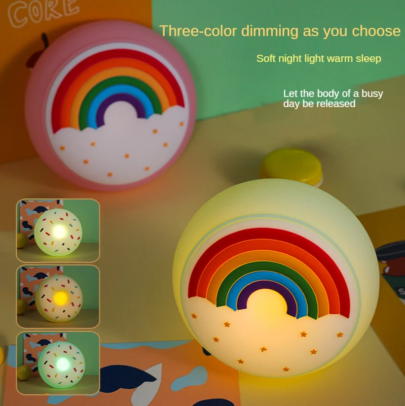 

Милые Пончики сенсорный трехцветный регулируемый светодиодный светильник силиконовый сенсорный датчик для спальни Детский Светильник дл...