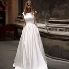 Простое искусственное свадебное платье 2022, длинное вечернее платье для невесты, свадебное платье с карманами