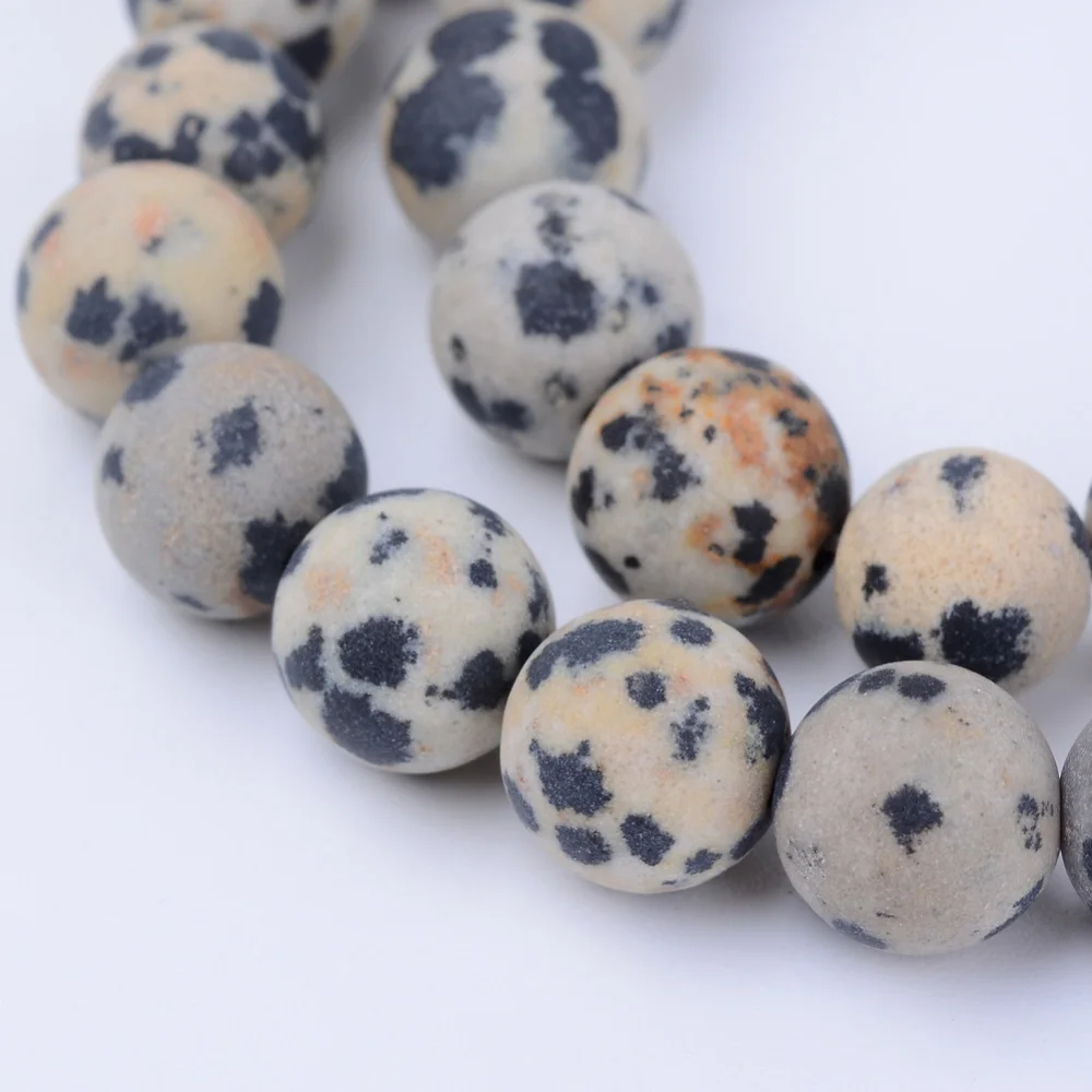 

1Strand Natural Dalmatian Jasper Beads Strands Frosted Round 8~8.5mm Hole: 1mm about 47pcs/strand 15.5 inch