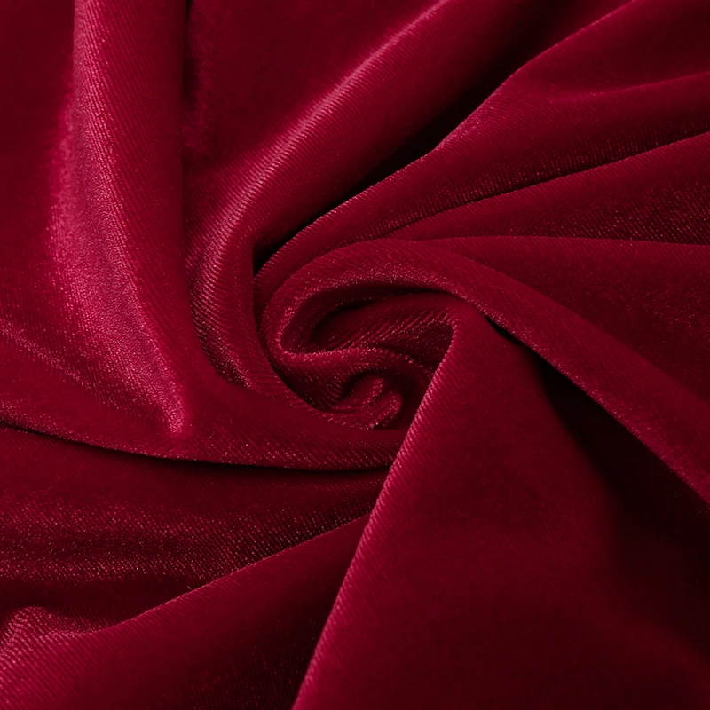 

PB Chic Red Velvet Dress Voile Long Sleeves Draped Design Celebrity Party Club Vestido Free Shipping