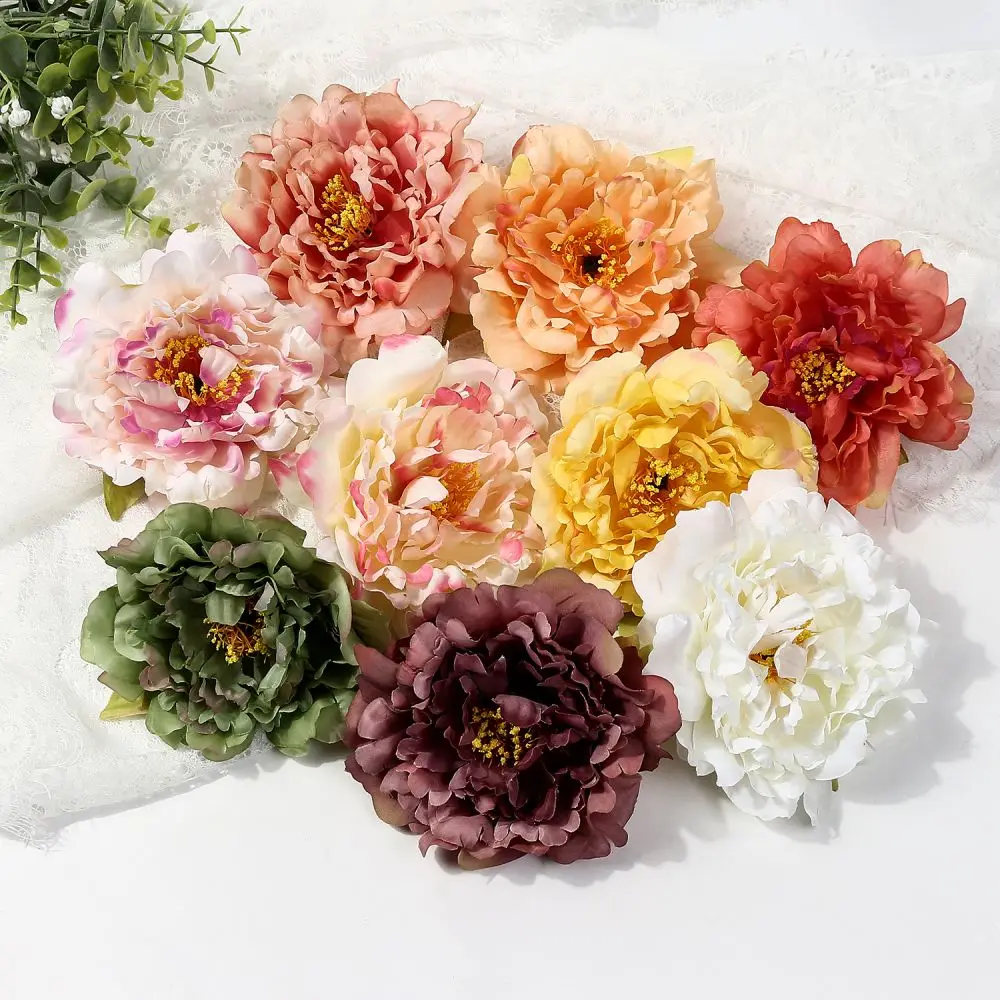

2 Pcs 12cm Artificial Silk Peony Rose Flower Head For Diy Flower Wall Gift Box Scrapbooking Wedding Home Party Decoration