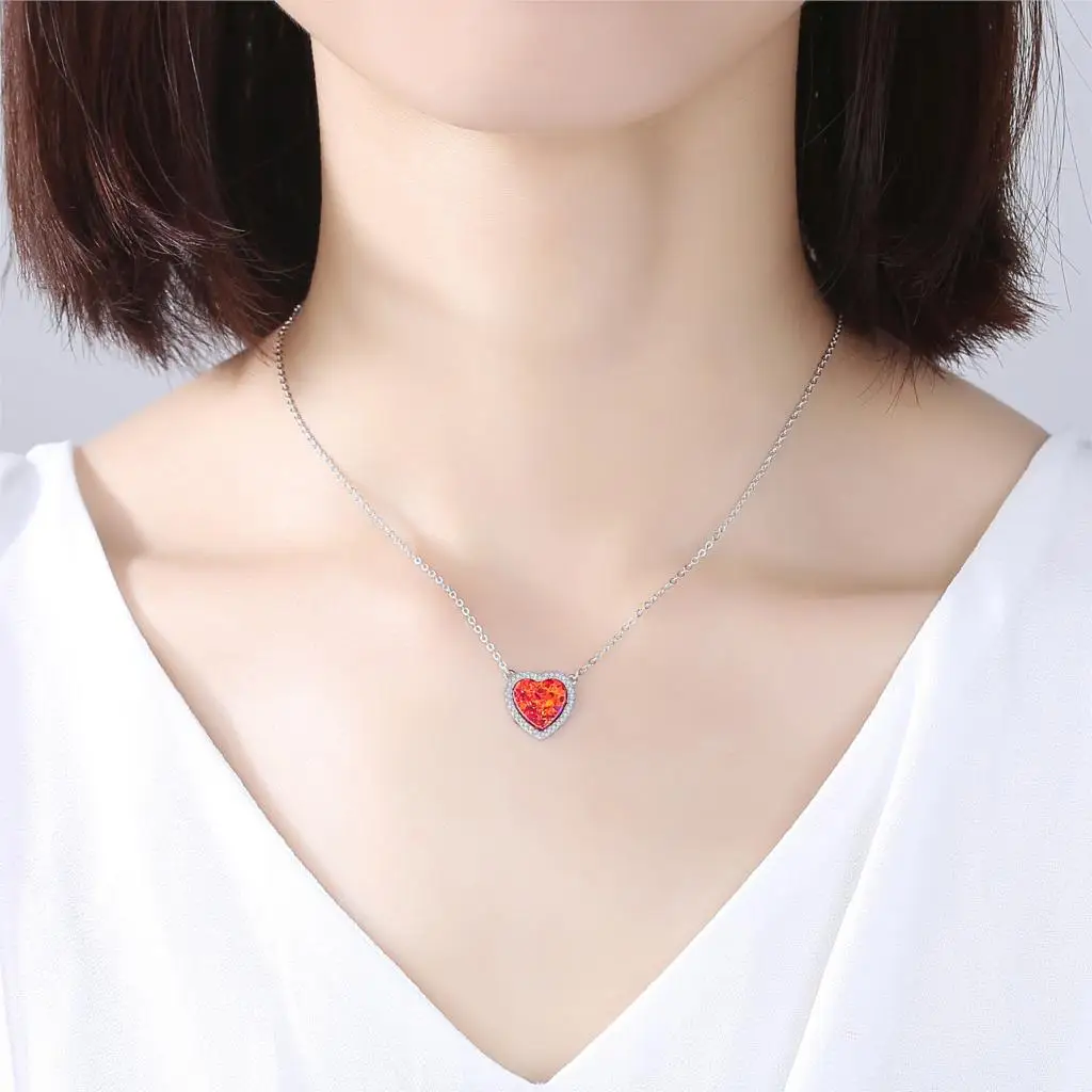 TONGZHE белый золотой цвет сердце опал кулон ожерелье для женщин роскошный Кристалл