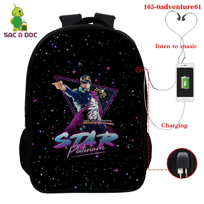 

Jojo's Bizarre Adventure Jojo Backpacks USB Charging Backpack School Bags for Teenagers Boy Girls Large Capacity Travel Men Bags