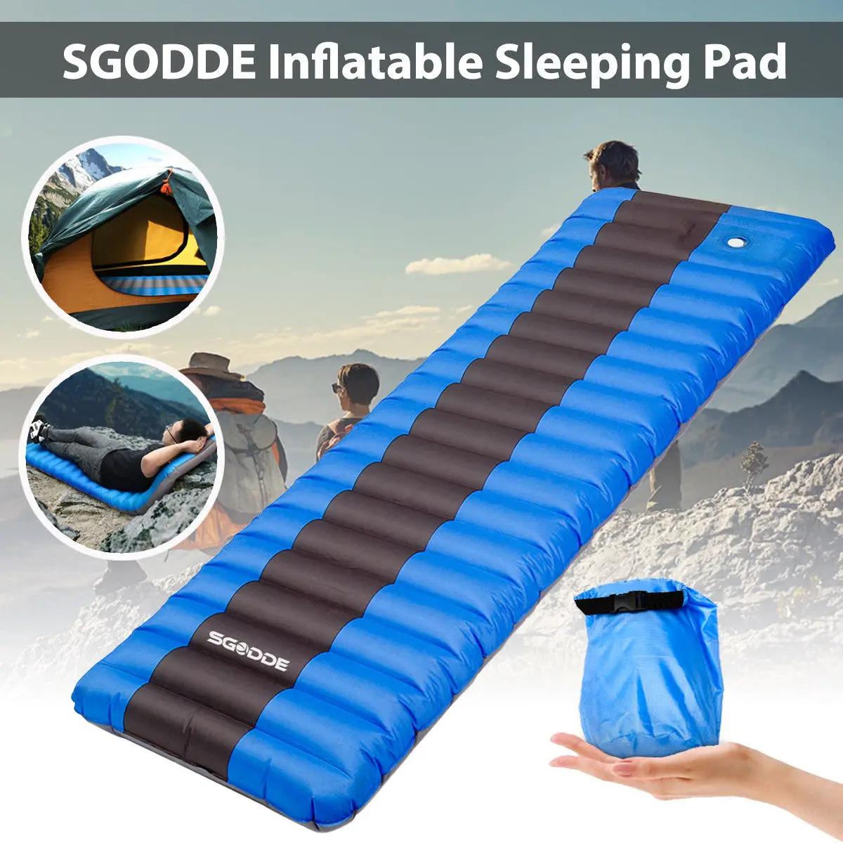 

SGODDE Ultralight Waterproof Inflatable Camping Mat Camping Mattress Sleeping Cushion Air Pad For Outdoor Camping Hiking Picnic