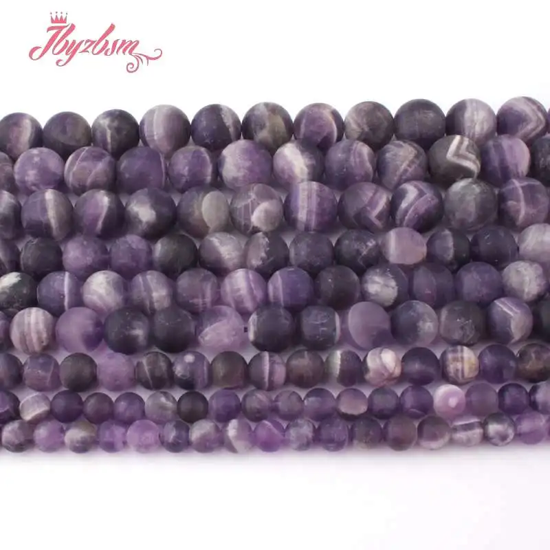 

6,8,10mm Natural Dream Amethysts Frosted Round Loose Natural Stone Beads For DIY Necklace Bracelats Earring Jewelry Making 15"