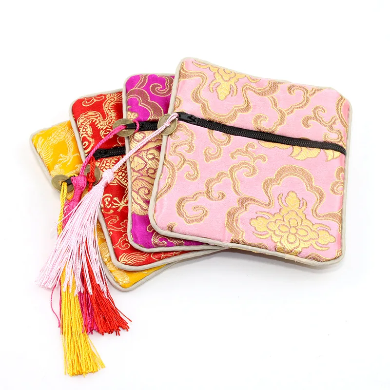 Китайский Стиль с вышивкой в стиле ретро Удобная атласная кисточка отделение для