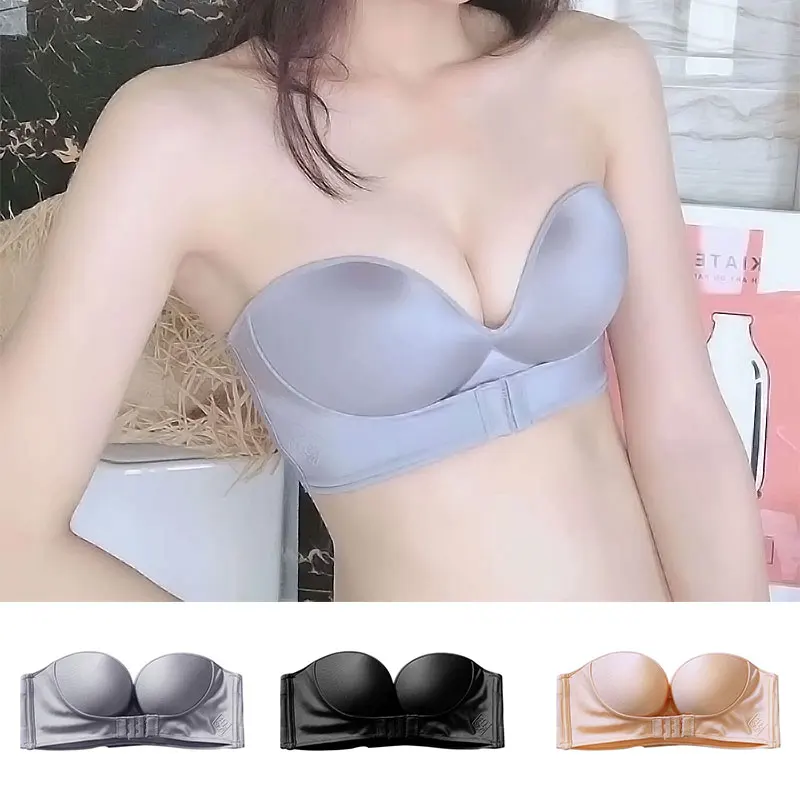 

Front Closure Sexy Push Up Bra Women Invisible Bras Underwear Lingerie Female Brassiere Strapless Seamless Bralette AC Cup 2021