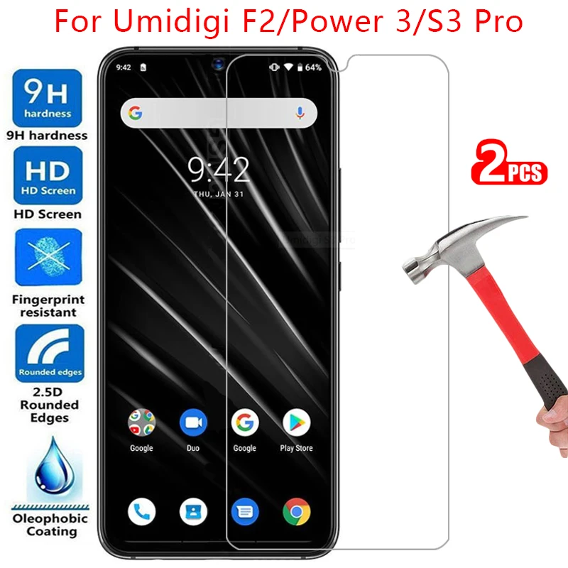 

tempered glass screen protector for umidigi f2 power 3 s3 pro case cover on umi digi f 2 2f power3 s protective phone coque bag