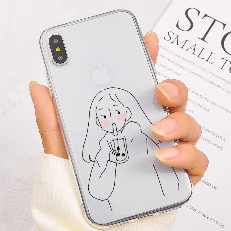 Прозрачный чехол для телефона с жемчужным молочным чаем iPhone XR XS Max X 7 8 6S Plus