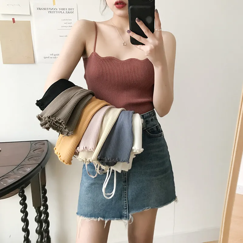 

Женский базовый облегающий Топ без рукавов, трикотажный кроп-топ для фитнеса, модель F6210, 2022