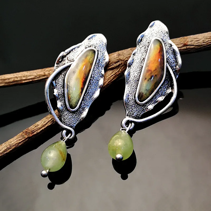 Boho Abalone серьга ракушка для женщин винтажный серебристый лист Геометрическая богемная подвеска в виде капли воды серьги Z5D320