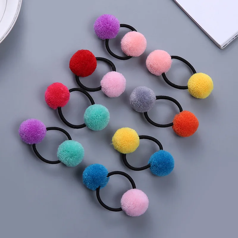 1 шт. новинка милые заколки для волос с помпоном маленьких девочек эластичная