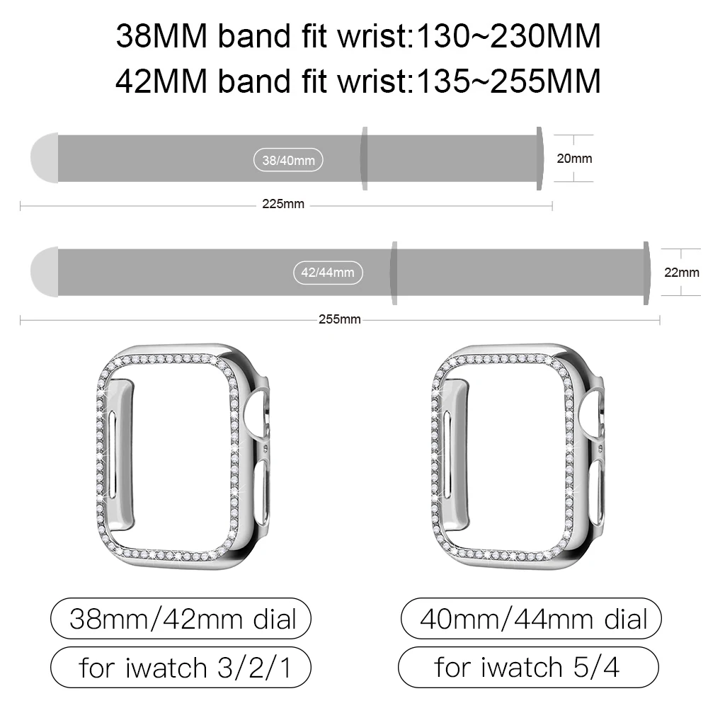 Чехол+ ремешок для Apple Watch 5 ремешок 44 мм 40 мм iWatch ремешок 42 мм 38 мм Миланская Петля Браслет ремешок для Apple watch 4 3 2 1