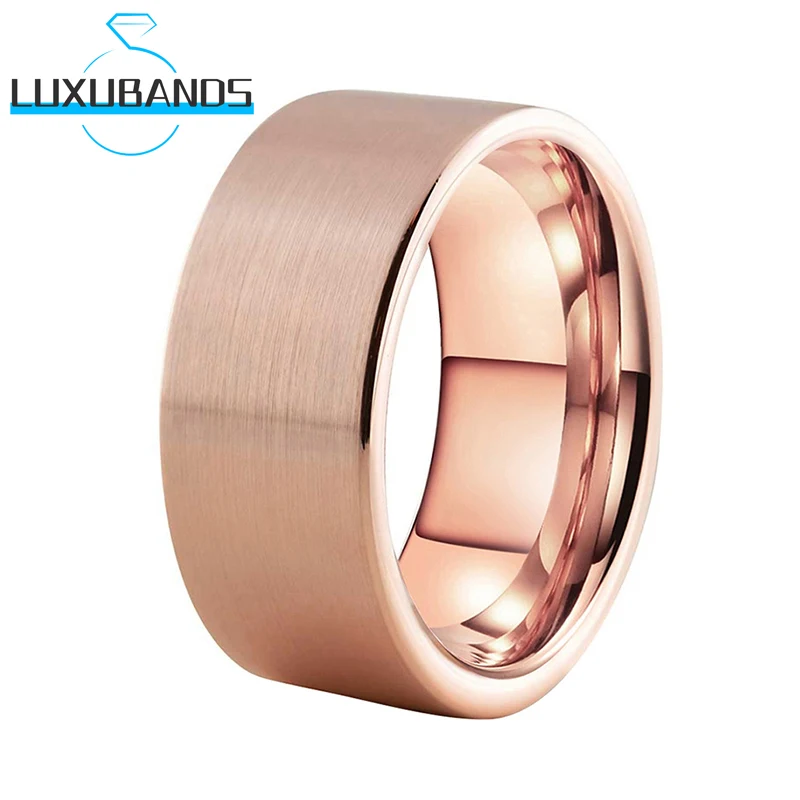 

Обручальные кольца 10 мм для мужчин We Men плоские обручальные Мужские t кольца розовое золото матовая готовая удобная посадка